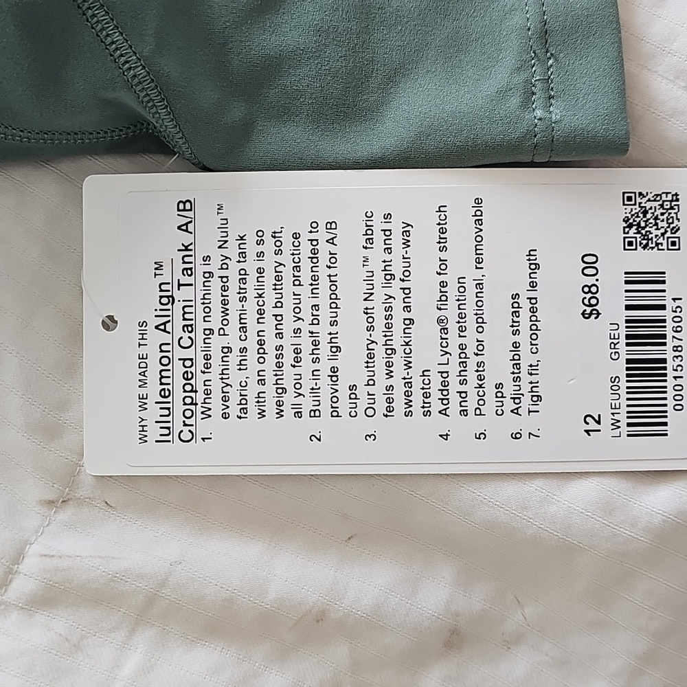 Lululemon Align Green Cropped Cami Tank - Picture 3 of 4